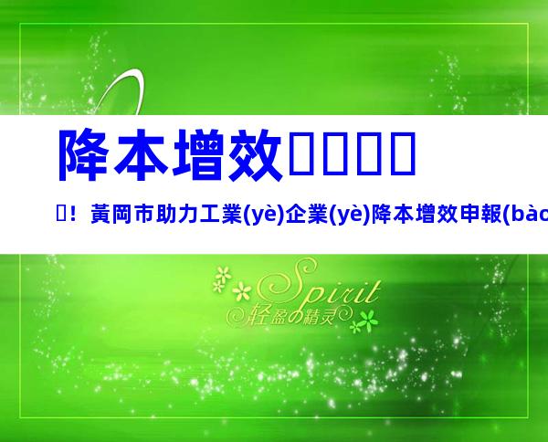 降本增效！黃岡市助力工業(yè)企業(yè)降本增效申報(bào)獎(jiǎng)勵(lì)補(bǔ)貼及申報(bào)條件